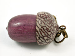 LV-3796  Purpleheart & Betelnut  Acorn Box, Pill Holder, Compartment Pendant-SCREW CAP