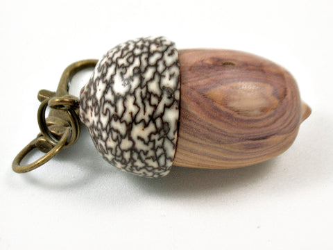 LV-3798 Purple Lilac & Betelnut Acorn Pill Fob, Secret Compartment, Jewelry Box-SCREW CAP