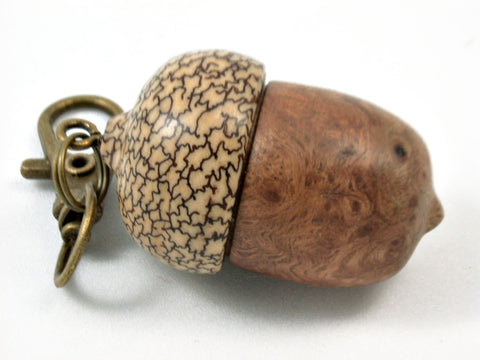 LV-3799  River Sheoak Burl & Betelnut Acorn Pendant Box, Charm, Pill Holder-SCREW CAP