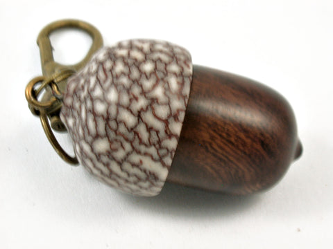 LV-3800  Desert Ironwood & Betelnut Acorn Pendant Box, Charm, Pill Holder-SCREW CAP