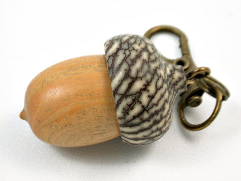 LV-3818  Lignum Sapwood & Betelnut Acorn Pendant Box, Charm, Pill Holder-SCREW CAP