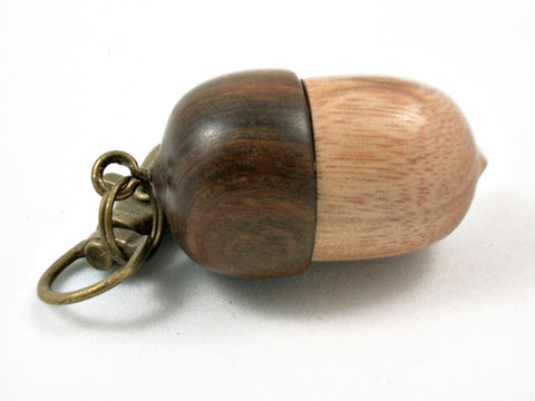 LV-3821 Perfume Wood & Lignum Vitae Acorn Pendant Box, Bag Charm, Keychain-SCREW CAP