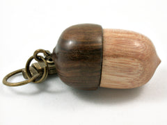 LV-3821 Perfume Wood & Lignum Vitae Acorn Pendant Box, Bag Charm, Keychain-SCREW CAP