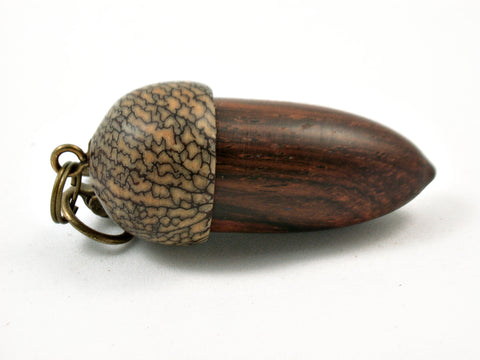 LV-3823 Cocobolo & Betel Nut Acorn Pendant Box, Pill Fob, Secret Compartment-SCREW CAP