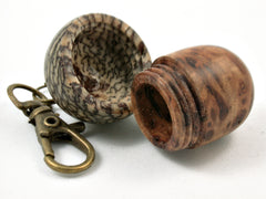 LV-3824  Black Ash Burl  & Betelnut Acorn Pendant Box, Pill Fob-SCREW CAP