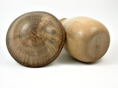 LV-3841  Persimmon & Live Oak Wooden Mushroom Keepsake Box, Pill, Jewelry Box-THREADED