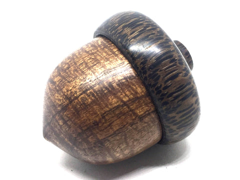 LV-3865 Curly Koa & Black Palm Acorn Jewelry, Ring Box, Pill Box, Gift Box-SCREW CAP