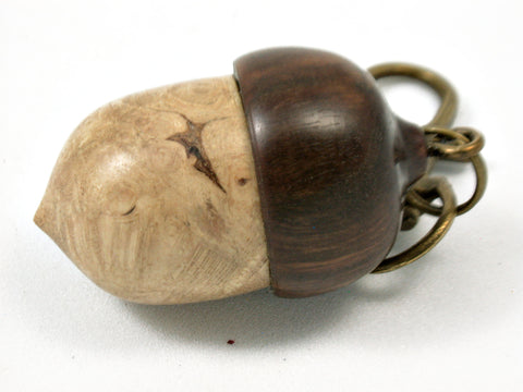 LV-3872  Black Locust Burl & Lignum Vitae Acorn Pendant Box, Pill Holder-SCREW CAP