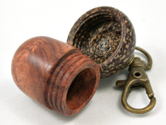 LV-3875 Afzelia Burl & Betelnut Hand Turned Wooden Acorn Pill Box, Keepsake-SCREW CAP