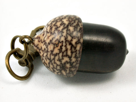 LV-3889  Mun Ebony & Betelnut Acorn Pendant Box,  Pill Holder, Secret Compartment-SCREW CAP