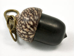 LV-3889  Mun Ebony & Betelnut Acorn Pendant Box,  Pill Holder, Secret Compartment-SCREW CAP