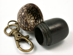 LV-3889  Mun Ebony & Betelnut Acorn Pendant Box,  Pill Holder, Secret Compartment-SCREW CAP