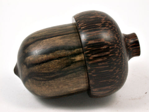 LV-3899 Black & White Ebony and Black Palm Acorn Jewelry, Ring Box, Pill Box, Keepsake-SCREW CAP