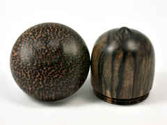 LV-3899 Black & White Ebony and Black Palm Acorn Jewelry, Ring Box, Pill Box, Keepsake-SCREW CAP