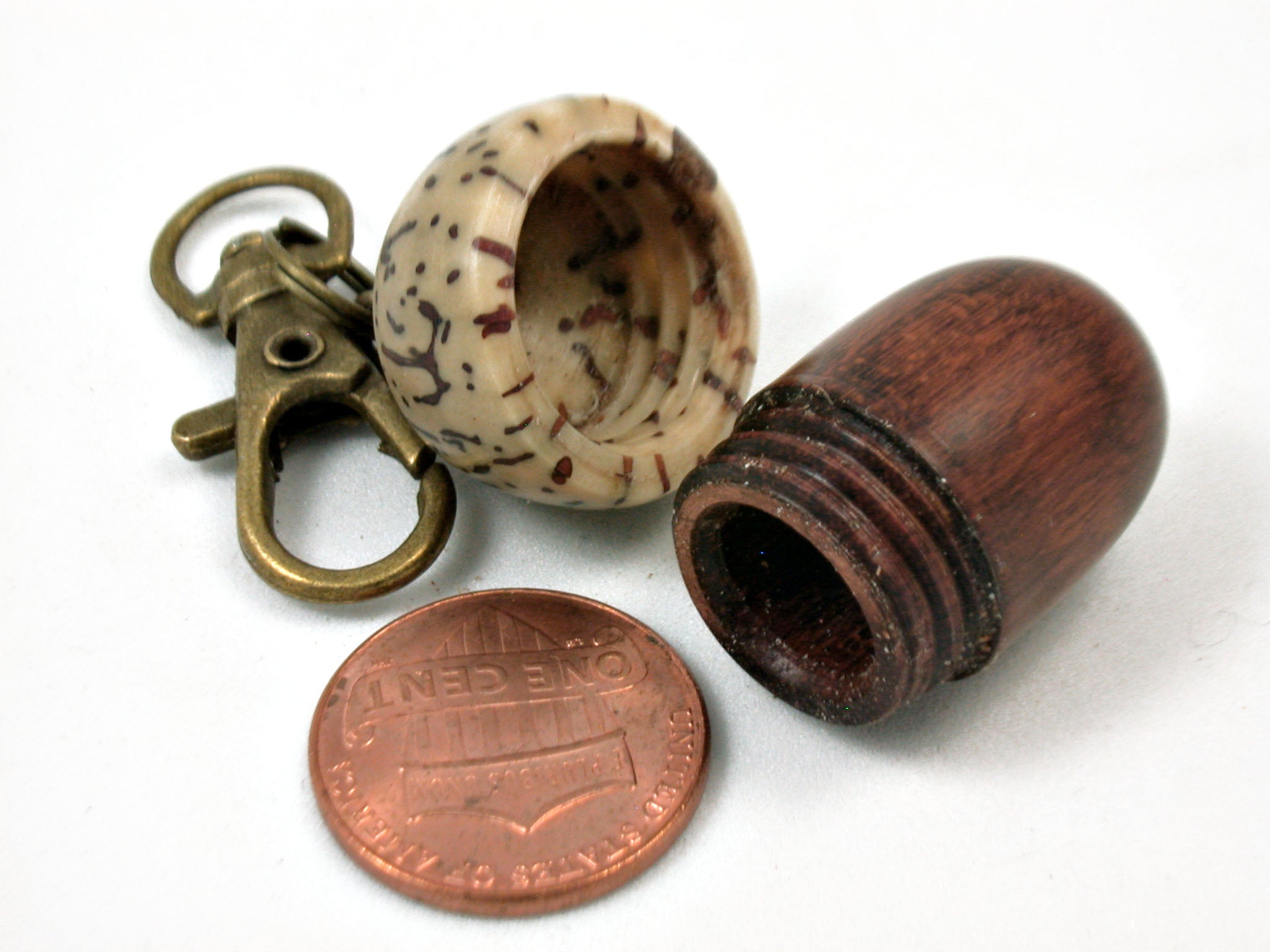 LV-3910  Acorn Pendant Box, Cremation Jewelry from Snakewood & Palm Nut-SCREW CAP