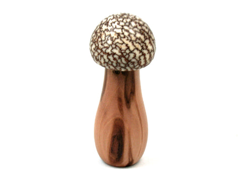 LV-3917 Betelnut & Mt. Mahogany Wooden Mushroom Box, Pill Box, Secret Compartment-SCREW CAP