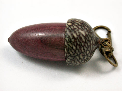 LV-3920  Purpleheart & Betelnut  Acorn Box, Pill Holder, Compartment Pendant-SCREW CAP