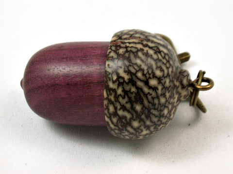 LV-3925  Purpleheart & Betelnut  Acorn Box, Pill Holder, Compartment Pendant-SCREW CAP