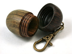 LV-3930 Verawood & Black Palm Acorn Pendant Box, Charm, Pill Holder-SCREW CAP