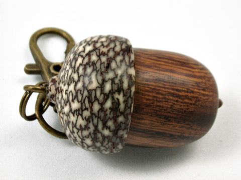 LV-3931  Desert Ironwood & Betelnut Acorn Pendant Box, Charm, Pill Holder-SCREW CAP