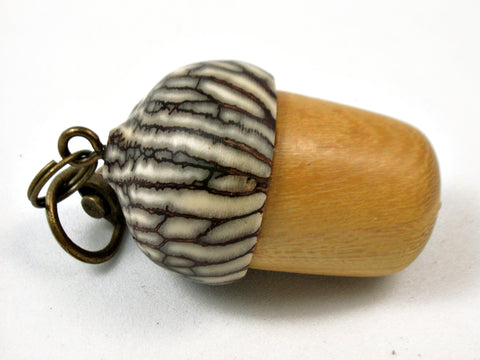 LV-3932  Osage Orange & Betel Nut Acorn Pendant Box, Keychain, Pill Fob-SCREW CAP