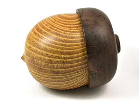 LV-3933 Osage Orange & Black Walnut Wooden Acorn Jewelry Box, Keepsake, Pet Urn-SCREW CAP