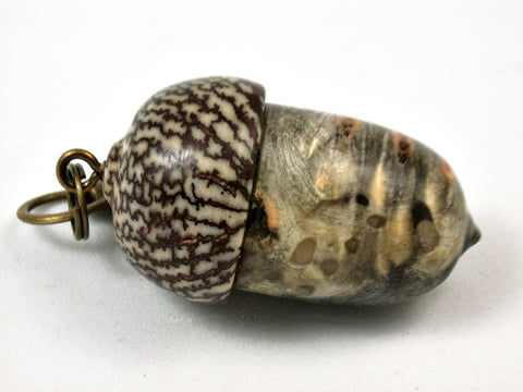 LV-3942  Buckeye Burl & Betelnut Acorn Pill Box, Pendant Box-SCREW CAP