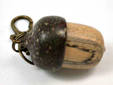 LV-3944 Black & White Ebony & Betelnut Acorn Pendant, Bag Charm, Secret Compartment-SCREW CAP