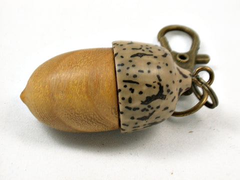 LV-3960 Acorn Pendant Box, Charm, Pill Holder from Osage Orange & Yollilo Palm Nut-SCREW CAP