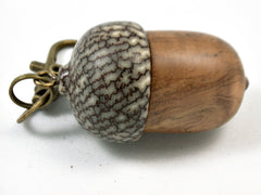 LV-3954 Teak Burl & Betelnut Wooden Acorn Key Fob, Pill Holder, Secret Compartment-SCREW CAP