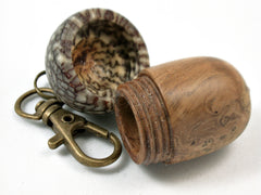 LV-3954 Teak Burl & Betelnut Wooden Acorn Key Fob, Pill Holder, Secret Compartment-SCREW CAP