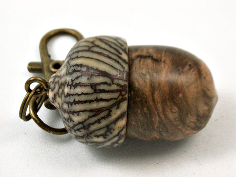 LV-3958 Pollyanna Burl & Betel Nut Acorn Pendant Box, Charm, Pill Holder-SCREW CAP