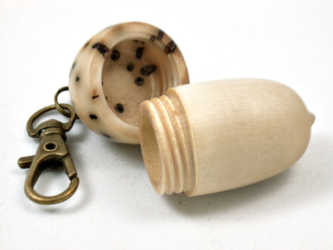 LV-3973 American Holly & Raffia Nut Pendant Acorn, Charm, Secret Compartment, Pill Fob -SCREW CAP