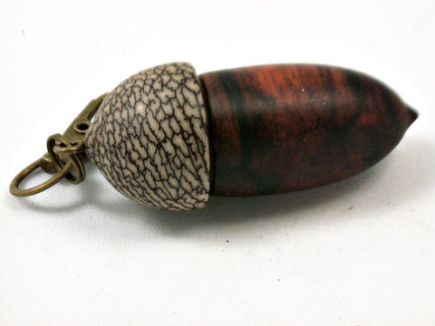 LV-3976 Cocobolo & Betel Nut Acorn Pendant Box, Pill Fob, Secret Compartment-SCREW CAP