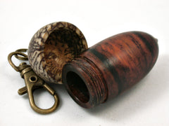 LV-3976 Cocobolo & Betel Nut Acorn Pendant Box, Pill Fob, Secret Compartment-SCREW CAP
