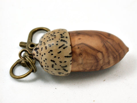 LV-3978  Olive Burl & Yolillo Palm Nut Acorn Pendant Box, Charm, Pill Holder-SCREW CAP