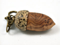 LV-3978  Olive Burl & Yolillo Palm Nut Acorn Pendant Box, Charm, Pill Holder-SCREW CAP