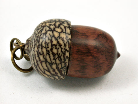 LV-3981  Acorn Pendant Box, Compartment Jewelry from Snakewood & Betel Nut-SCREW CAP