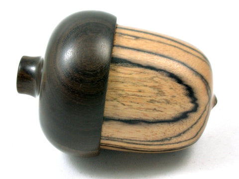 LV-3990 Black & White Ebony with Black Chacate Acorn Jewelry, Ring Box, Pill Box, Keepsake-SCREW CAP