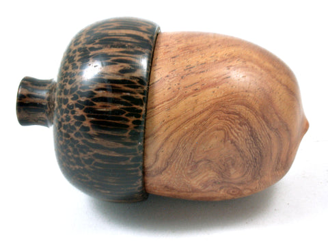 LV-4000 Afzelia Burl & Black Palm Hand Turned Wooden Acorn Treasure Box, Wedding Gift, Jewelry Box-SCREW CAP