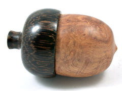 LV-4000 Afzelia Burl & Black Palm Hand Turned Wooden Acorn Treasure Box, Wedding Gift, Jewelry Box-SCREW CAP