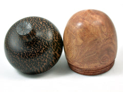 LV-4000 Afzelia Burl & Black Palm Hand Turned Wooden Acorn Treasure Box, Wedding Gift, Jewelry Box-SCREW CAP