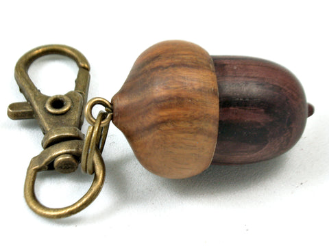 LV-4008 Camatillo &  Lignum Vitae Secret Compartment, Acorn Pendant, Pill Fob, Cremation Jewelry -SCREW CAP