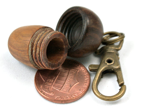 LV-4009 Lignum Vitae & Ironwood Secret Compartment, Acorn Pendant, Memorial Jewelry-SCREW CAP