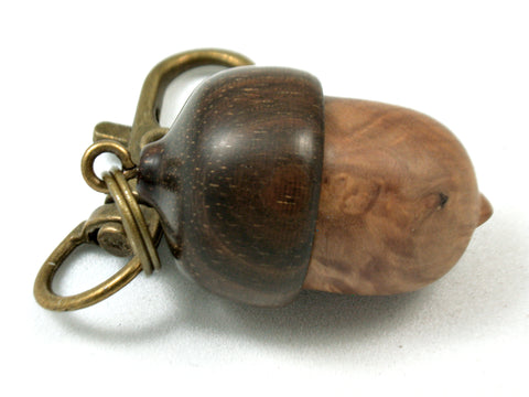 LV-4014 Brown Mallee Burl & Ironwood Acorn Key Fob, Pill Holder, Memorial Pendant-SCREW CAP