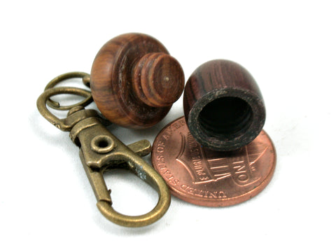 LV-4015 Camatillo &  Lignum Vitae Secret Compartment, Acorn Pendant, Pill Fob, Cremation Jewelry -SCREW CAP