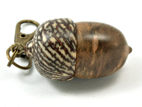 LV-4027 Pollyanna Burl & Betel Nut Acorn Pendant Box, Charm, Pill Holder-SCREW CAP