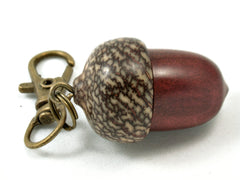 LV-4028  Redheart & Betelnut Wooden Acorn Pendant Box, Pill Fob, -SCREW CAP