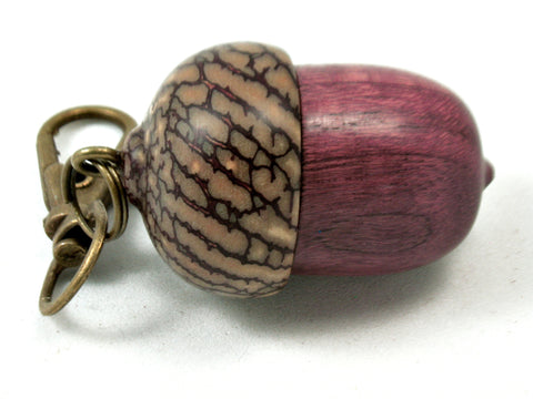 LV-4032  Purpleheart & Betelnut  Acorn Box, Pill Holder, Compartment Pendant-SCREW CAP