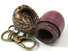 LV-4032  Purpleheart & Betelnut  Acorn Box, Pill Holder, Compartment Pendant-SCREW CAP